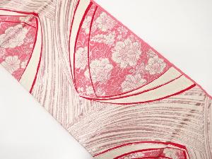 流水に牡丹模様織り出し　袋帯